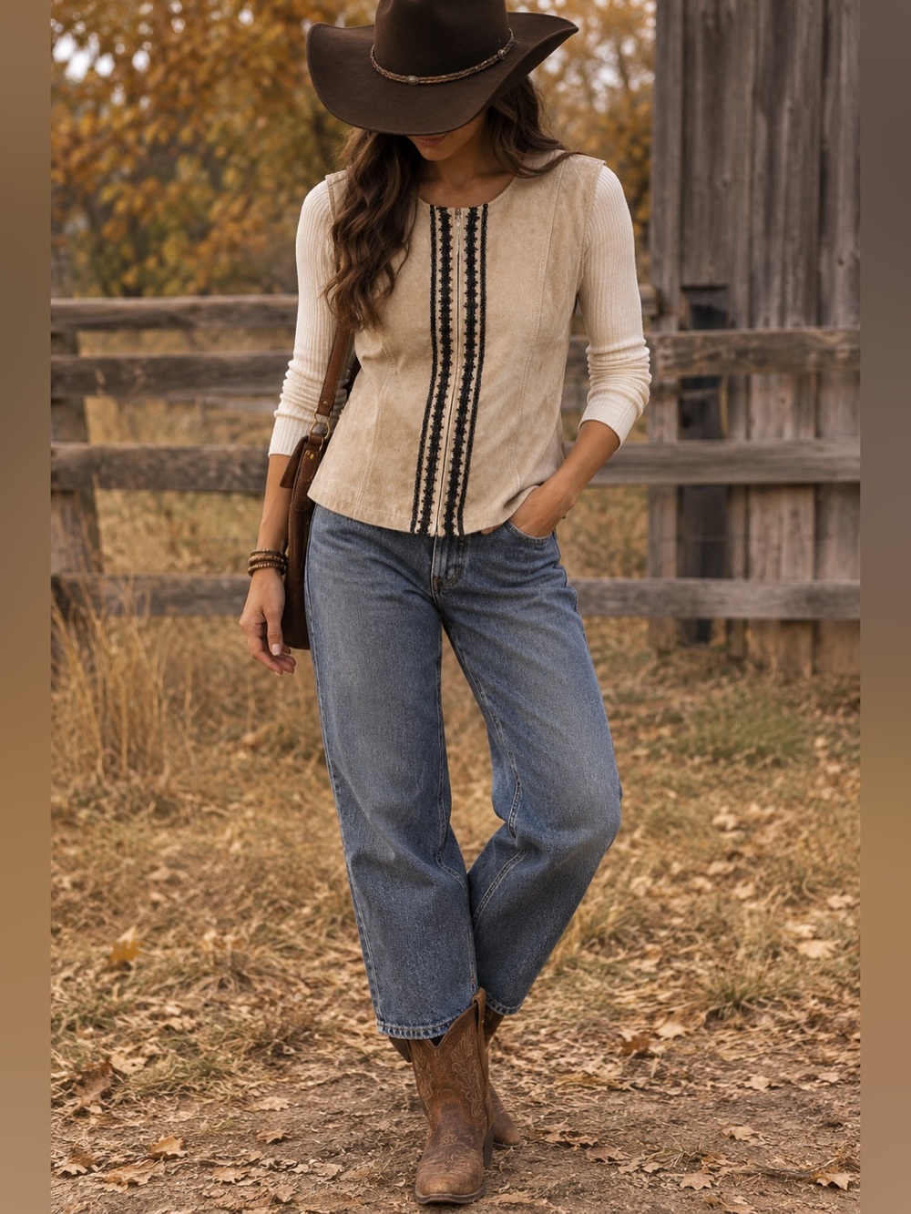 J.H. Collectibles Suede & Knit Vest – Size L